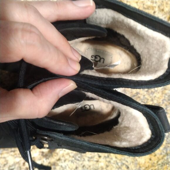 UGG Azaria Black Waterproof Suede Lace Up Leather Winter Boots 1017380 Women's 7 - Picture 11 of 12